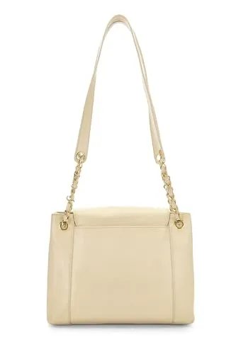 Chanel,  White Caviar Zip Tote, White