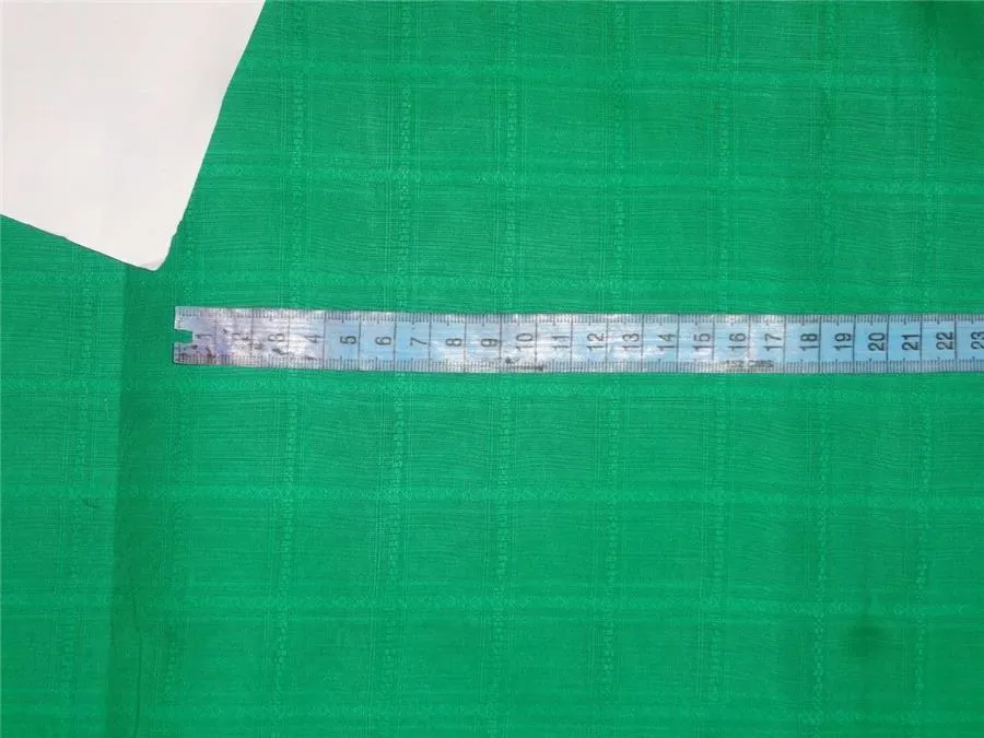 Cotton Organdy Fabric Leno Checks Design 44&quot; Emerald Green