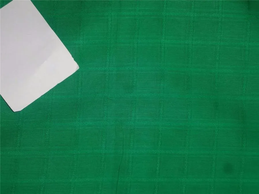 Cotton Organdy Fabric Leno Checks Design 44&quot; Emerald Green