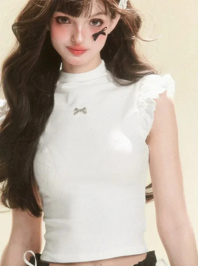 Flared Ribbon Sleeveless Top