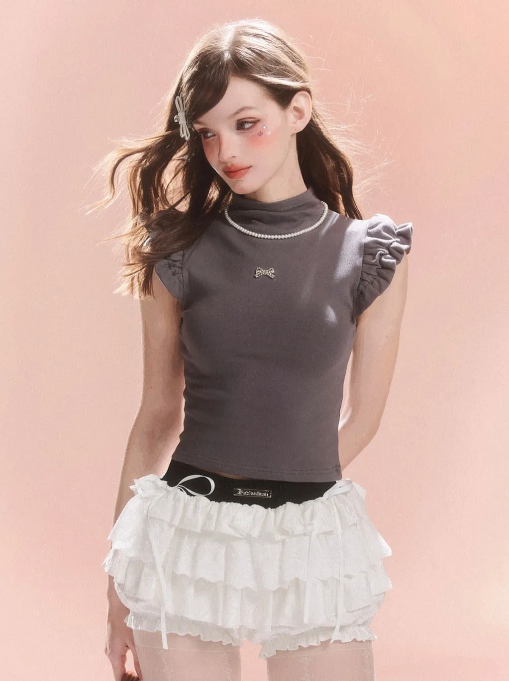 Flared Ribbon Sleeveless Top