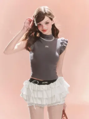 Flared Ribbon Sleeveless Top