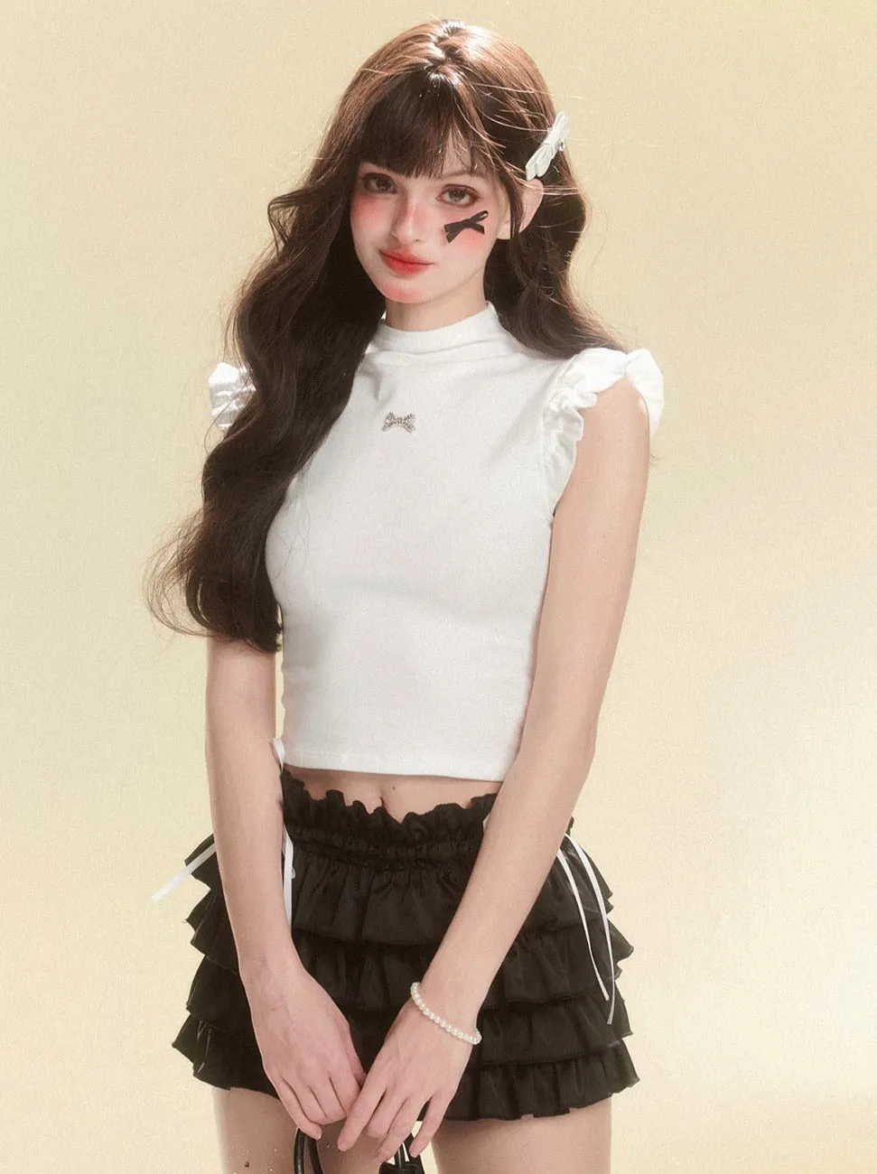 Flared Ribbon Sleeveless Top