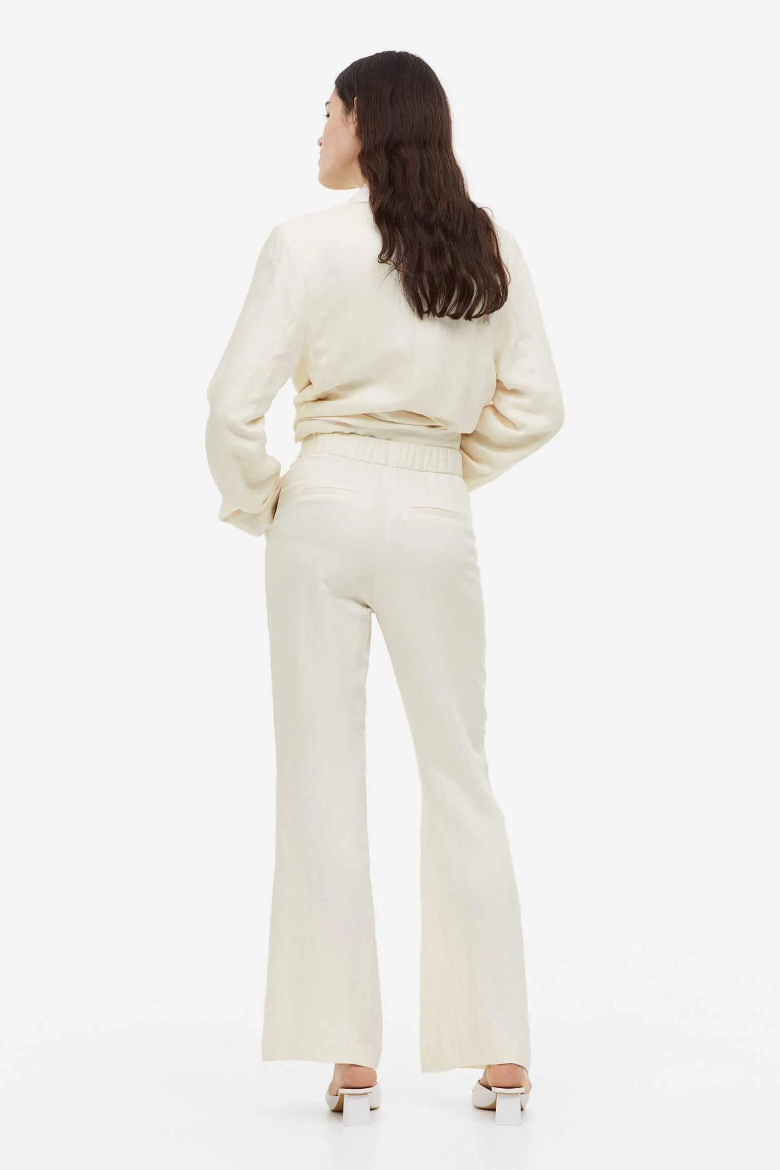 H&M Flared Viscose trousers, cream