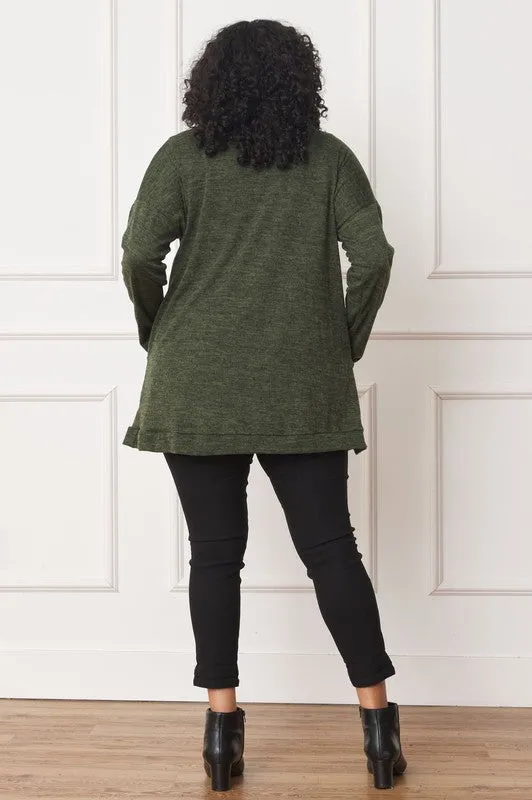 Jerrie Solid Drape Pocket Cardigan