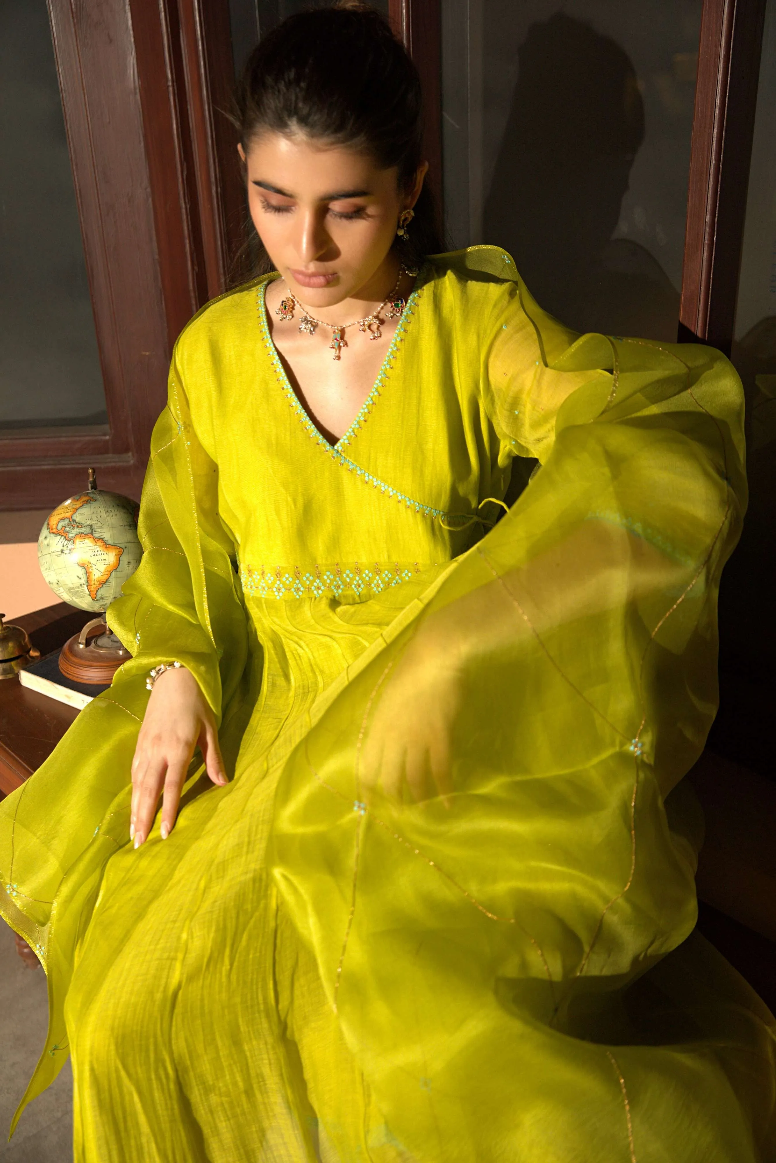 Lime Green Anarkali Set