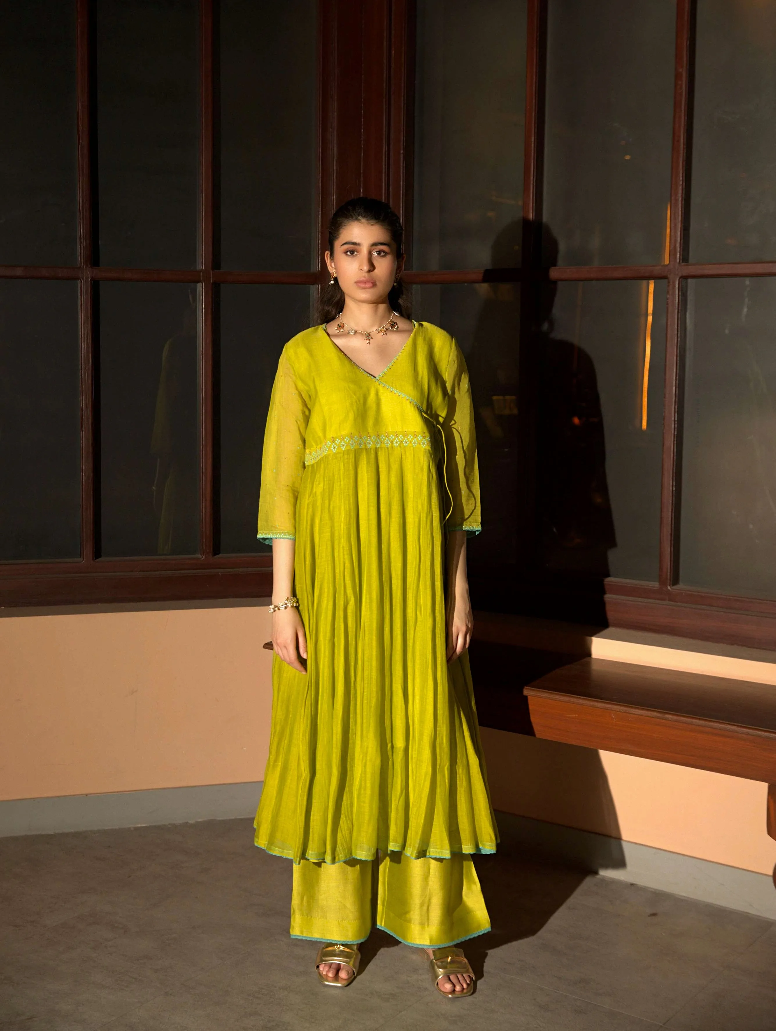 Lime Green Anarkali Set