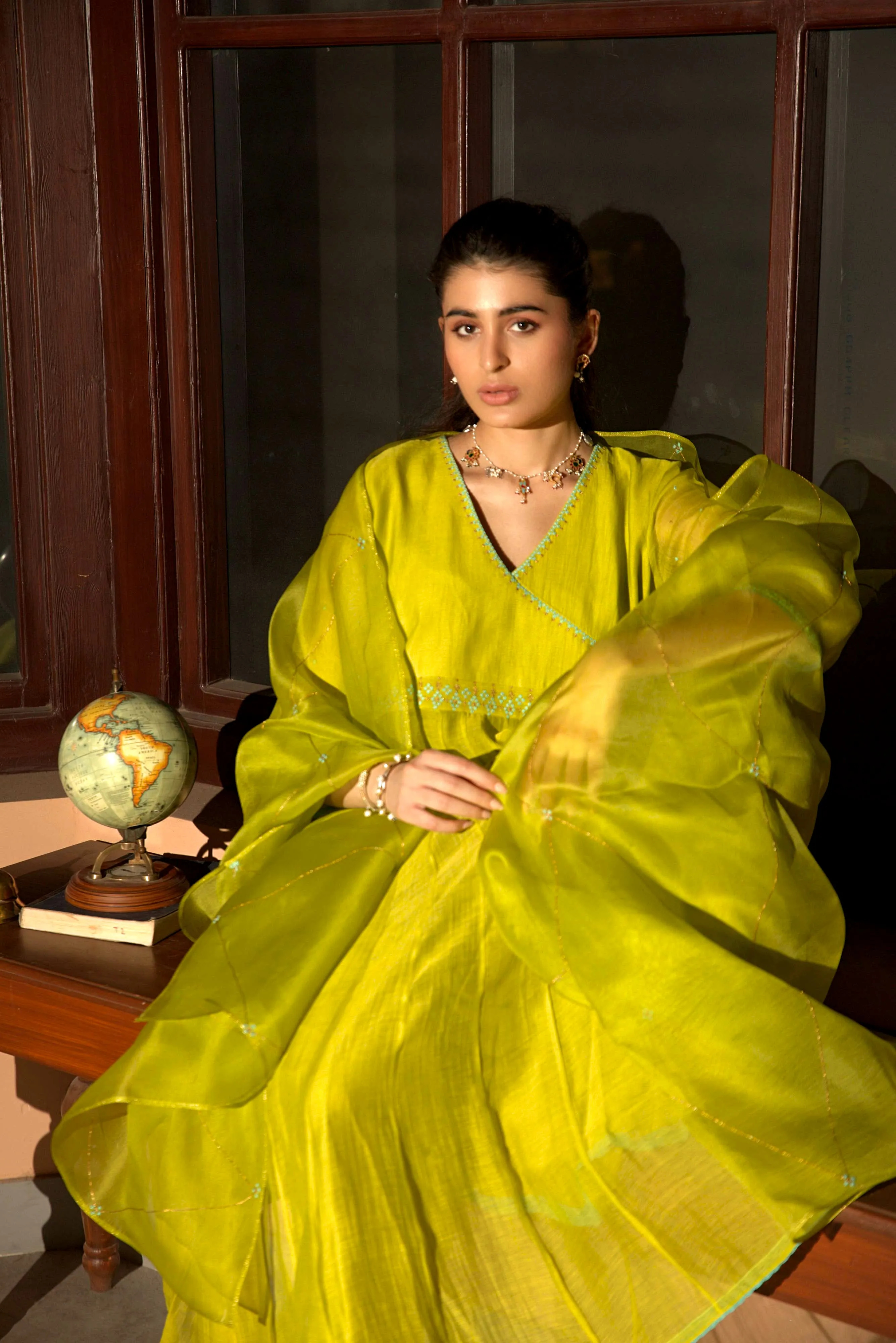 Lime Green Anarkali Set