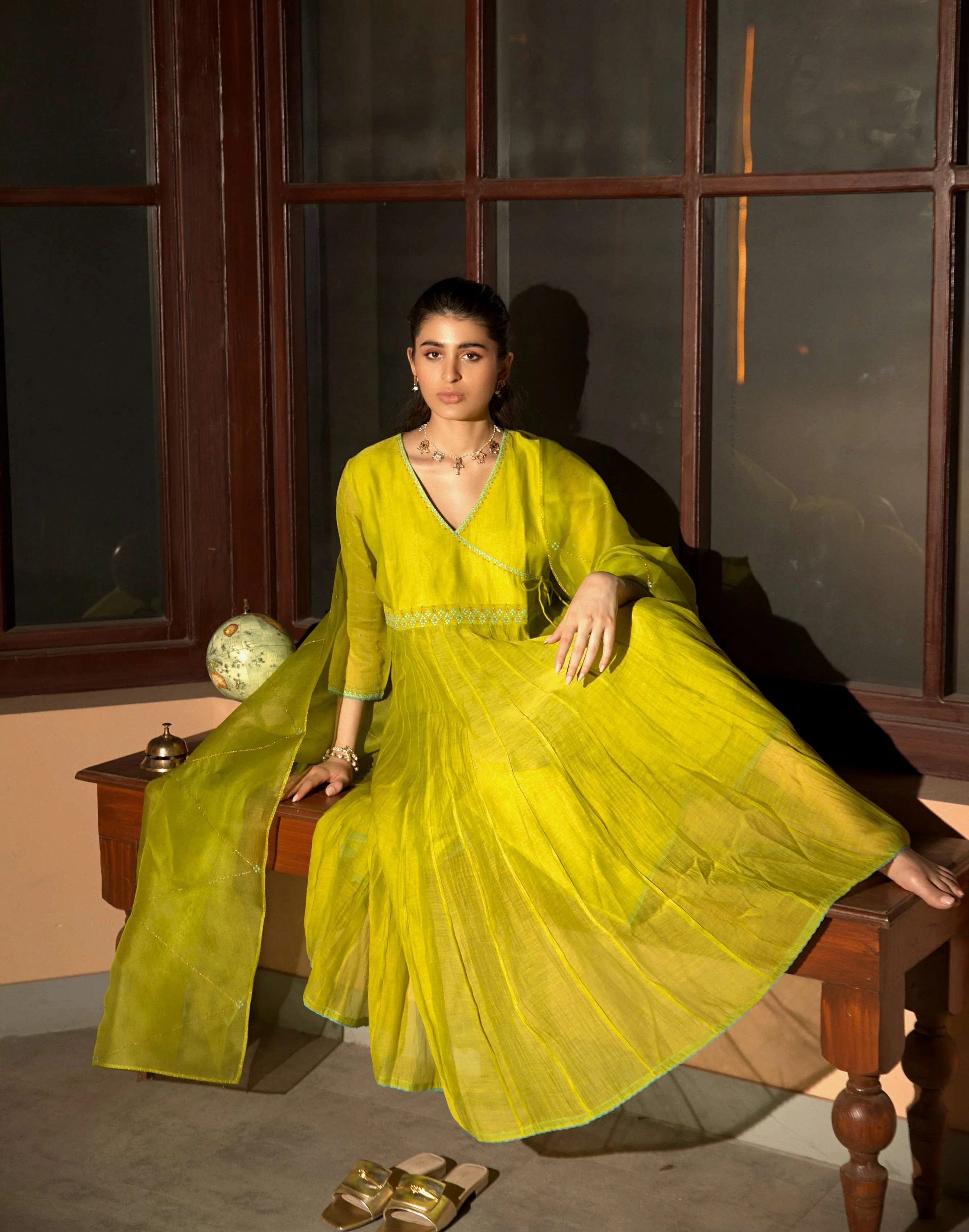 Lime Green Anarkali Set