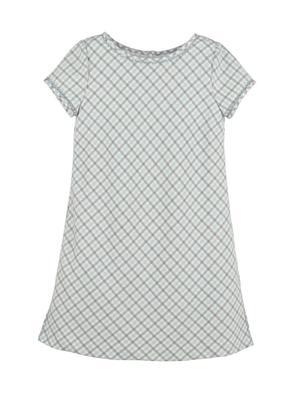 Luli & Me Girls Shift Dress - Blue & Gray Check