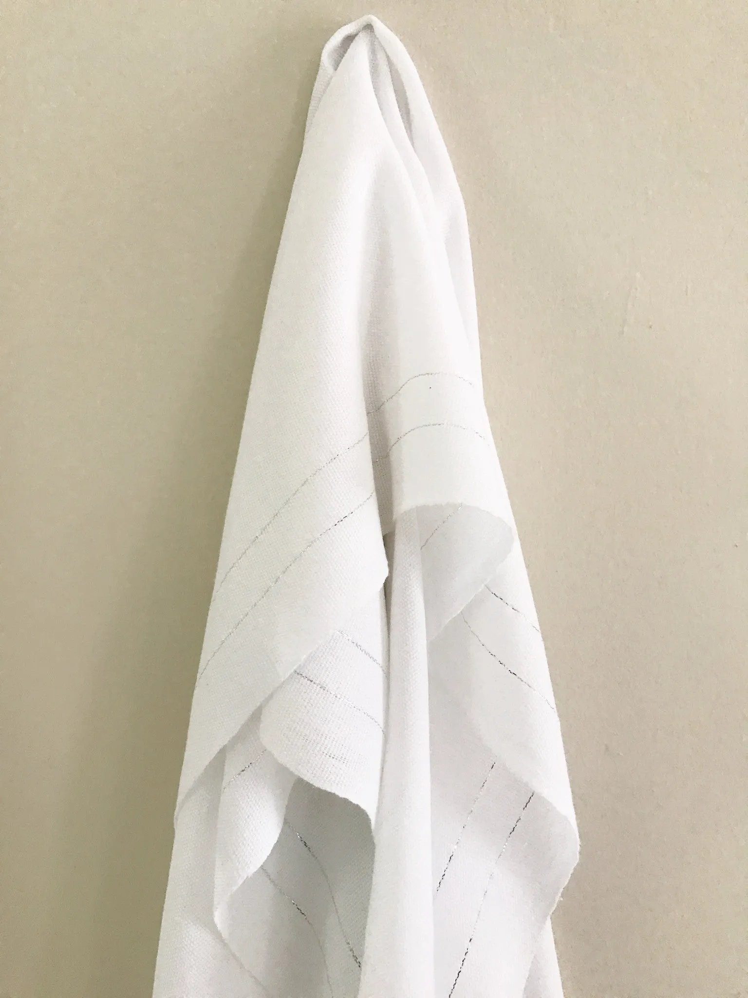 Mexican rebozo -white with silver details