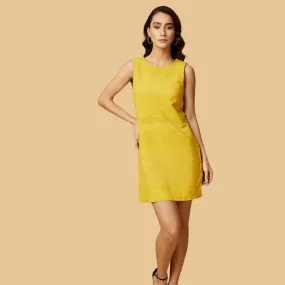 Mini Shift Dress | Peace Silk | Back Keyhole | Smart & Stylish | Yellow