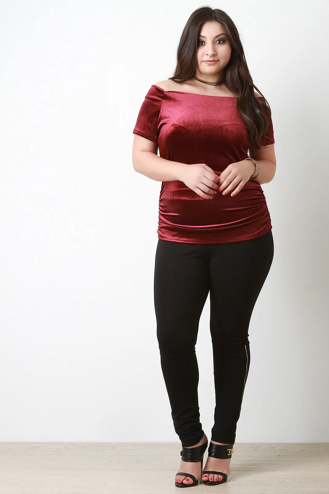 Off The Shoulder Velvet Top