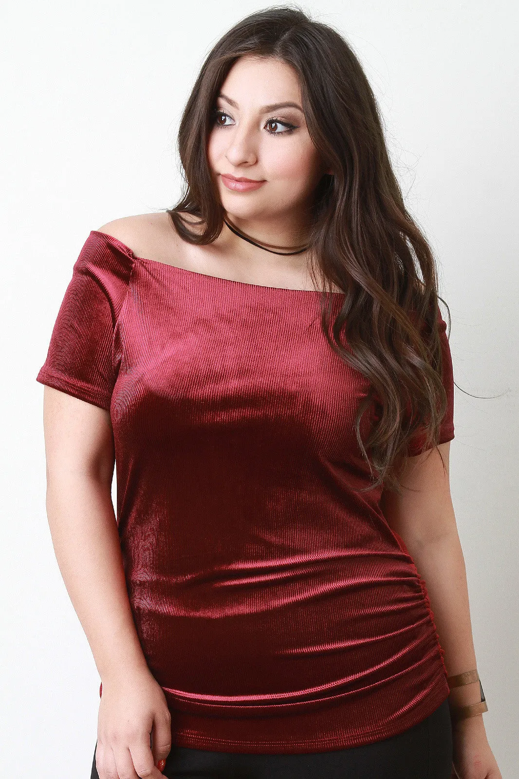 Off The Shoulder Velvet Top