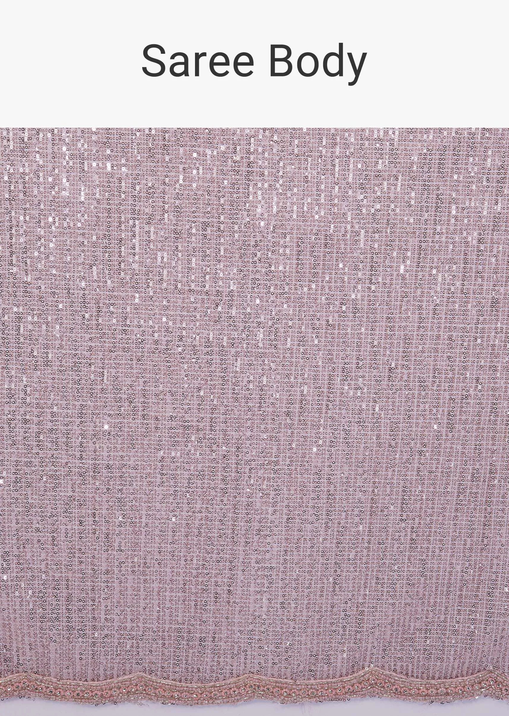 Onion Pink Embroidery Sequins And Organza Saree