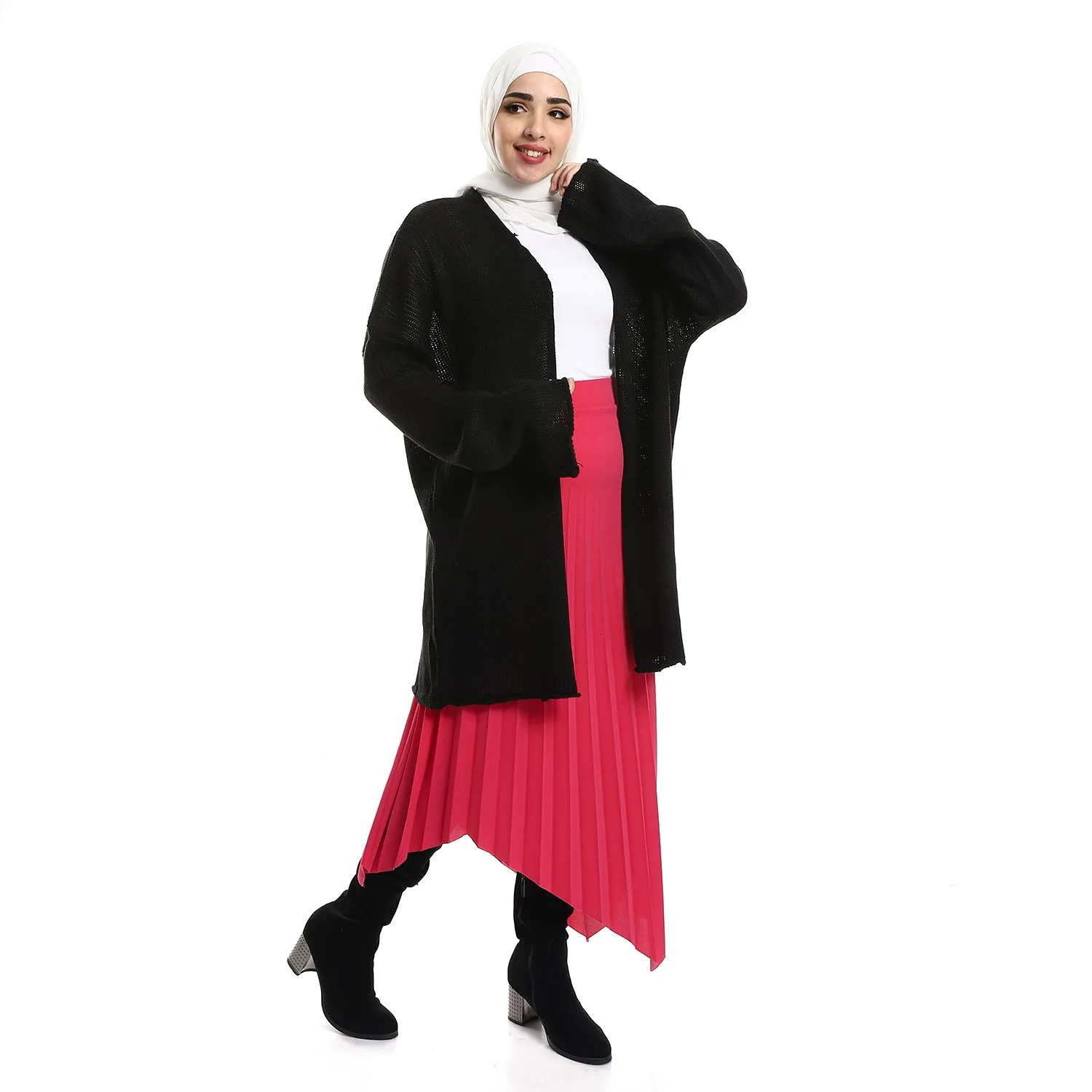 Open Neckline Slip On Cardigan