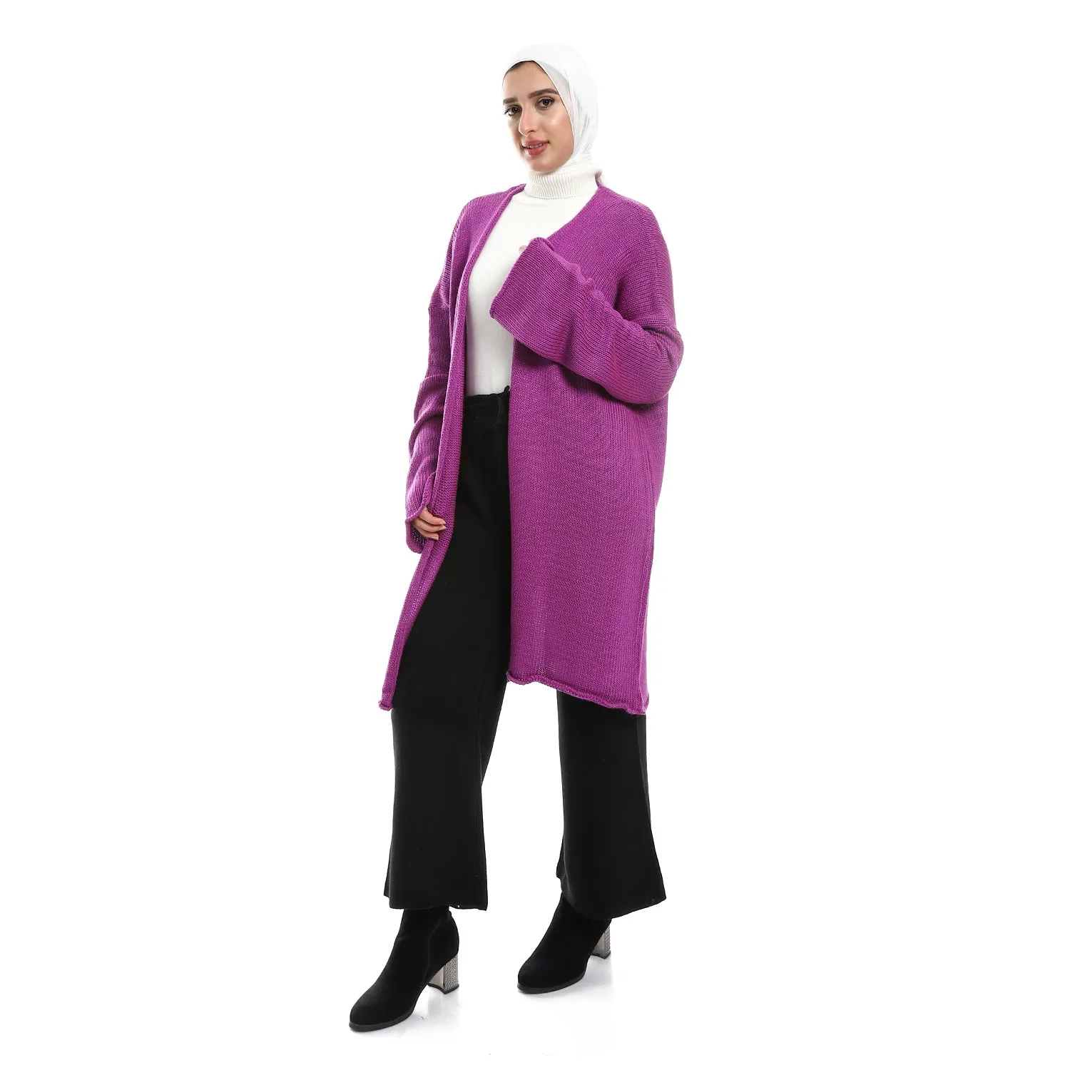 Open Neckline Slip On Cardigan