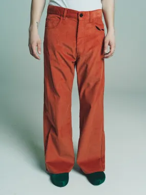 Orange Flared Corduroy Trousers