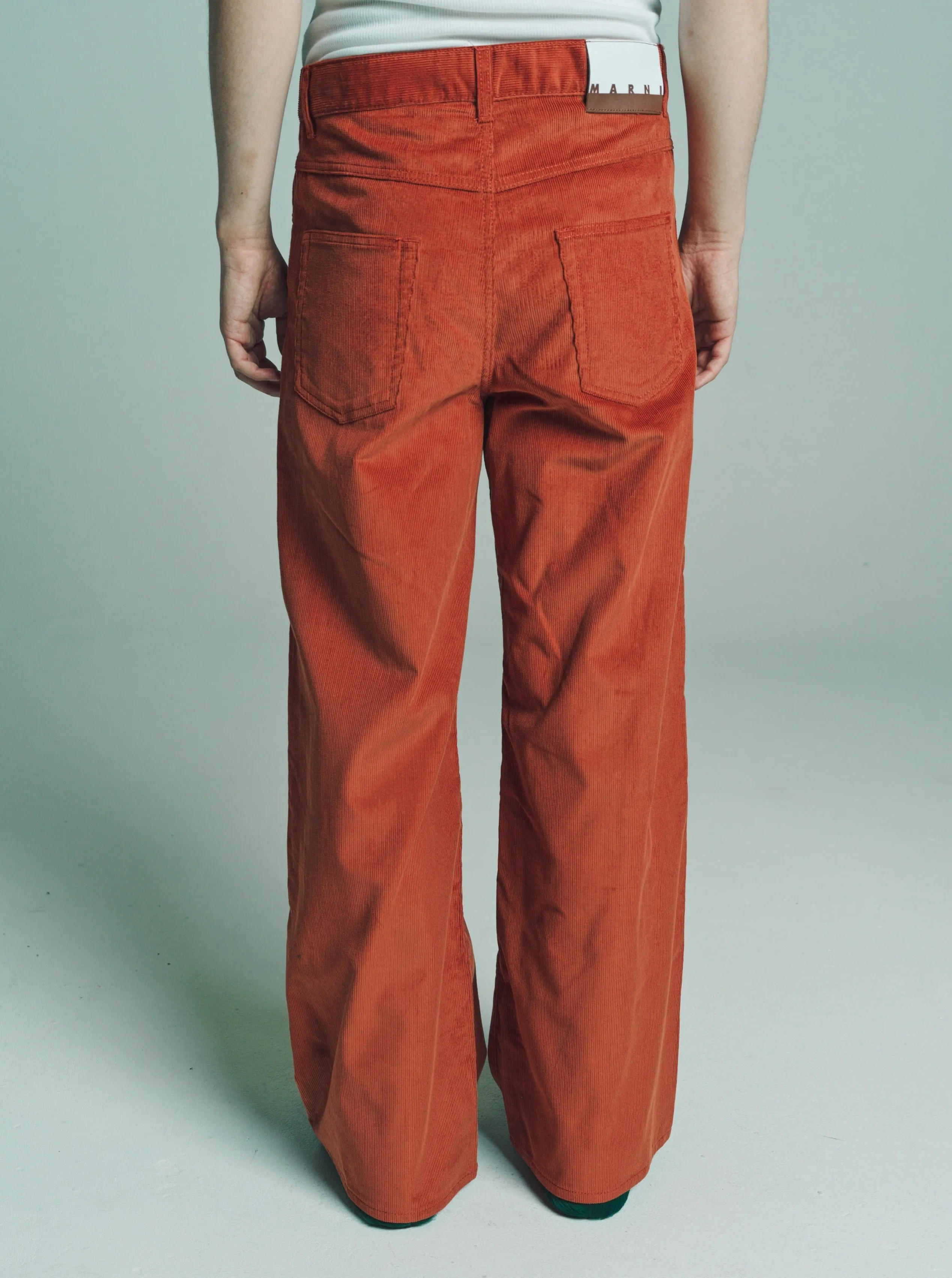 Orange Flared Corduroy Trousers