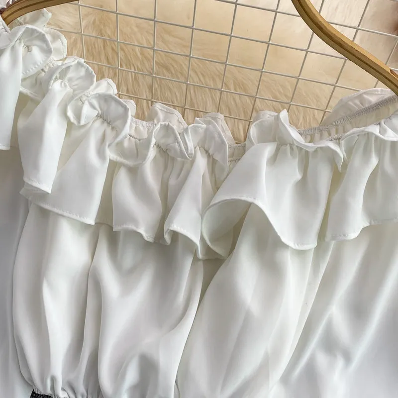 Ruffled Off-the-shoulder Shirt