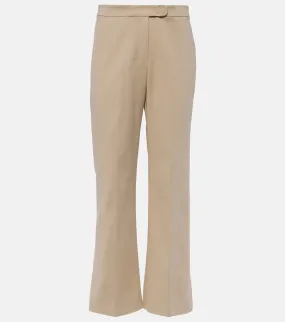 'S Max Mara' cotton blend conico flared trousers, beige