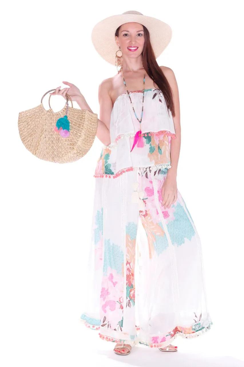 SET Floral Palazzo pants and frill top