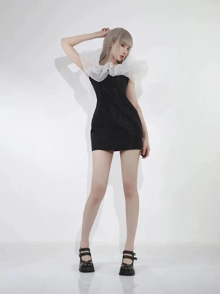 Voluminous Tulle Dress Tight Flared