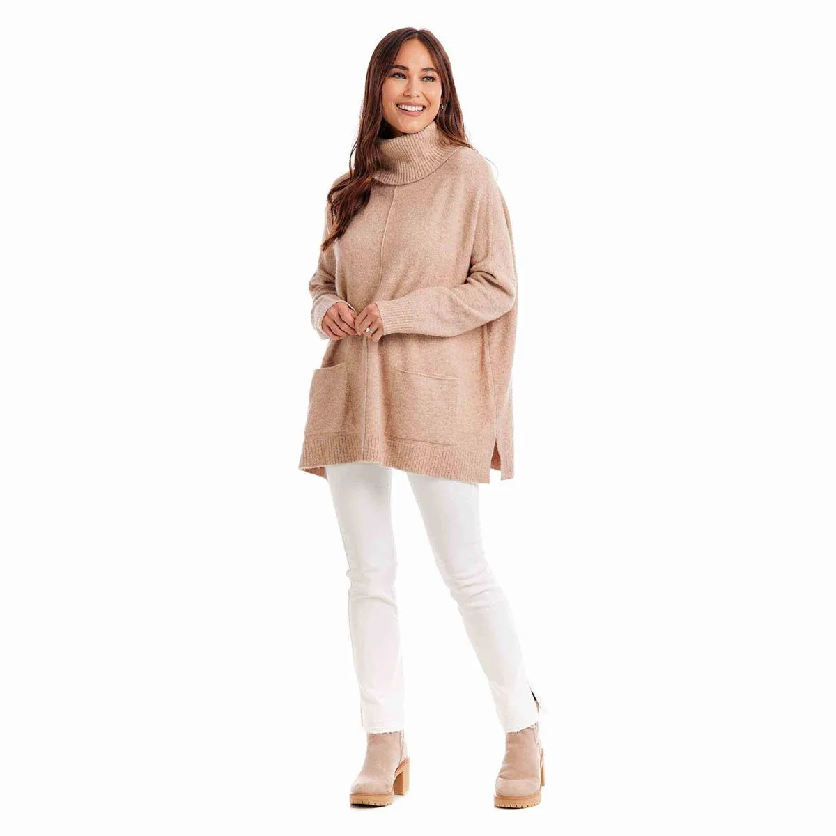 WEBB TURTLENECK PONCHO BY MUD PIE - 3 COLORS