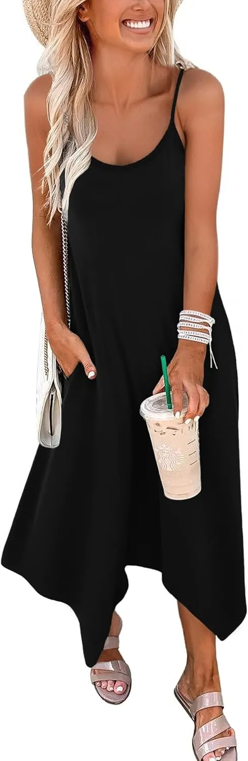 Zeagoo Women Midi Dress Bohemian Beach Cover Up Dress