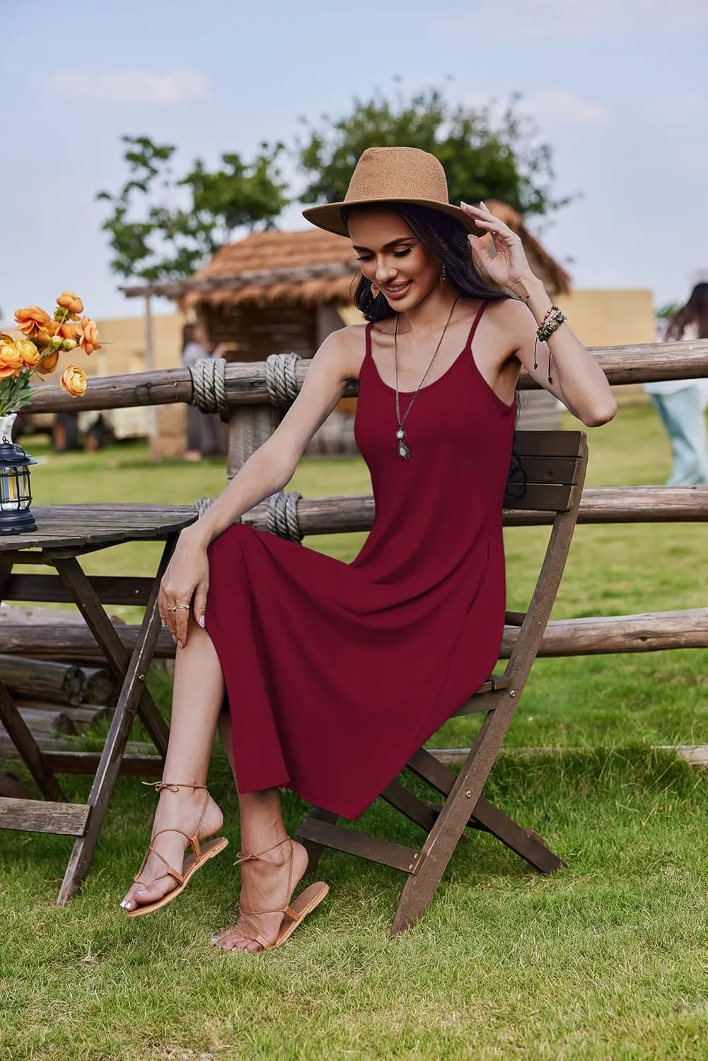 Zeagoo Women Midi Dress Bohemian Beach Cover Up Dress