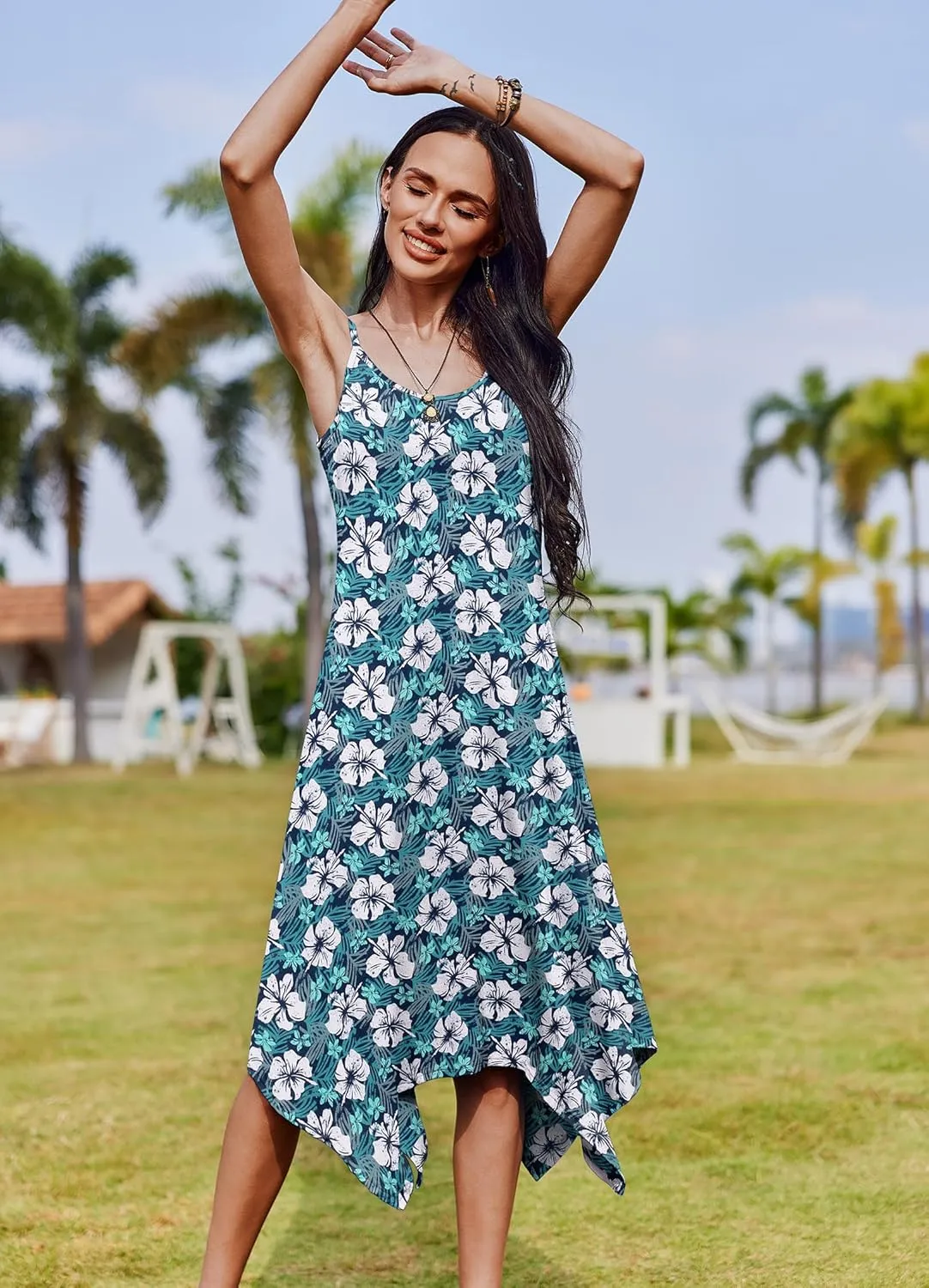 Zeagoo Women Midi Dress Bohemian Beach Cover Up Dress
