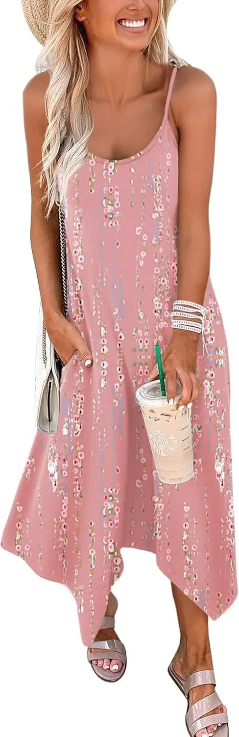 Zeagoo Women Midi Dress Bohemian Beach Cover Up Dress