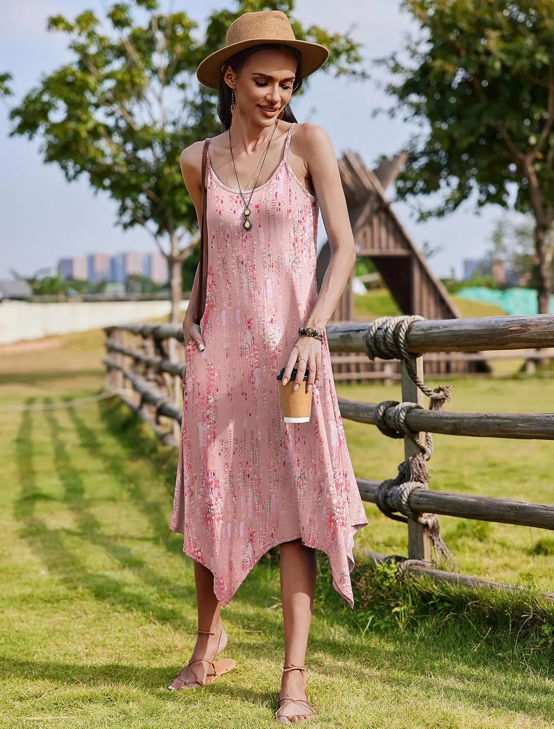Zeagoo Women Midi Dress Bohemian Beach Cover Up Dress