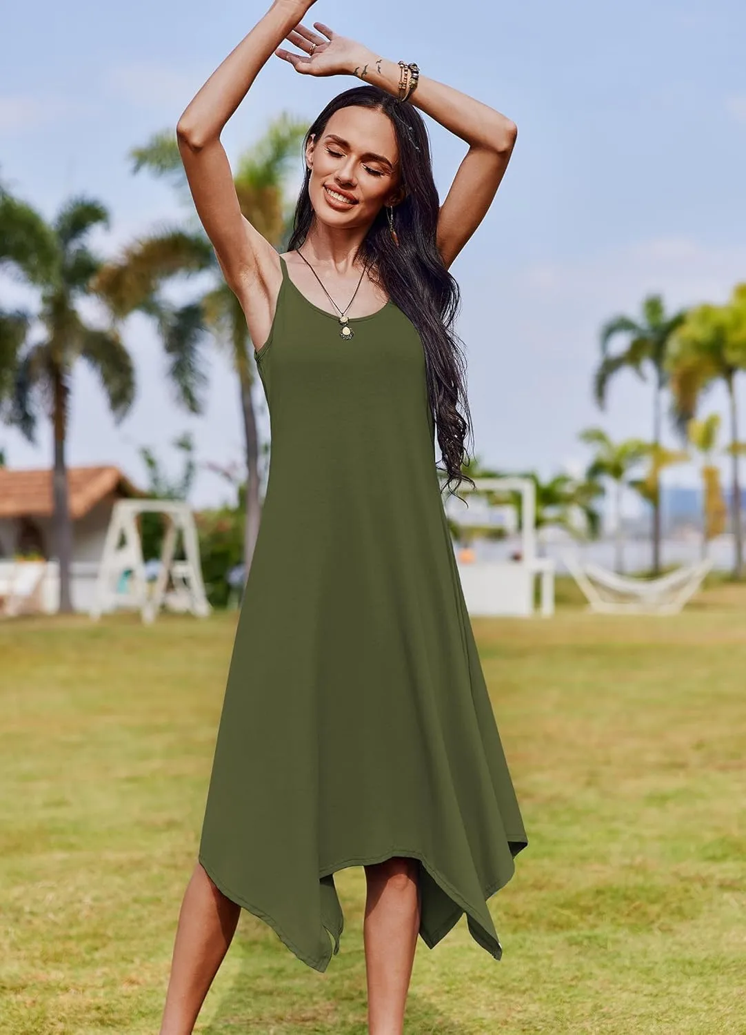 Zeagoo Women Midi Dress Bohemian Beach Cover Up Dress