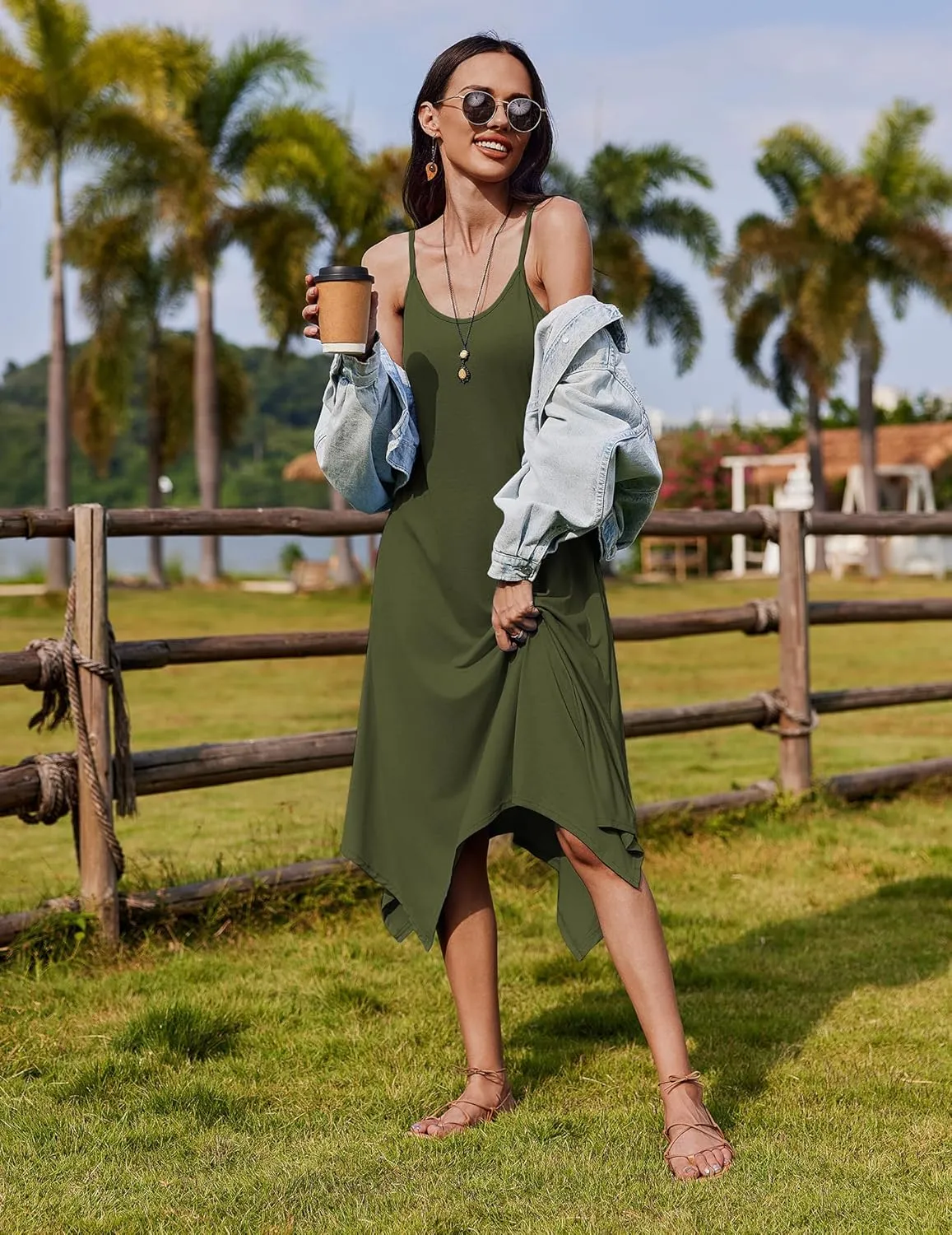 Zeagoo Women Midi Dress Bohemian Beach Cover Up Dress