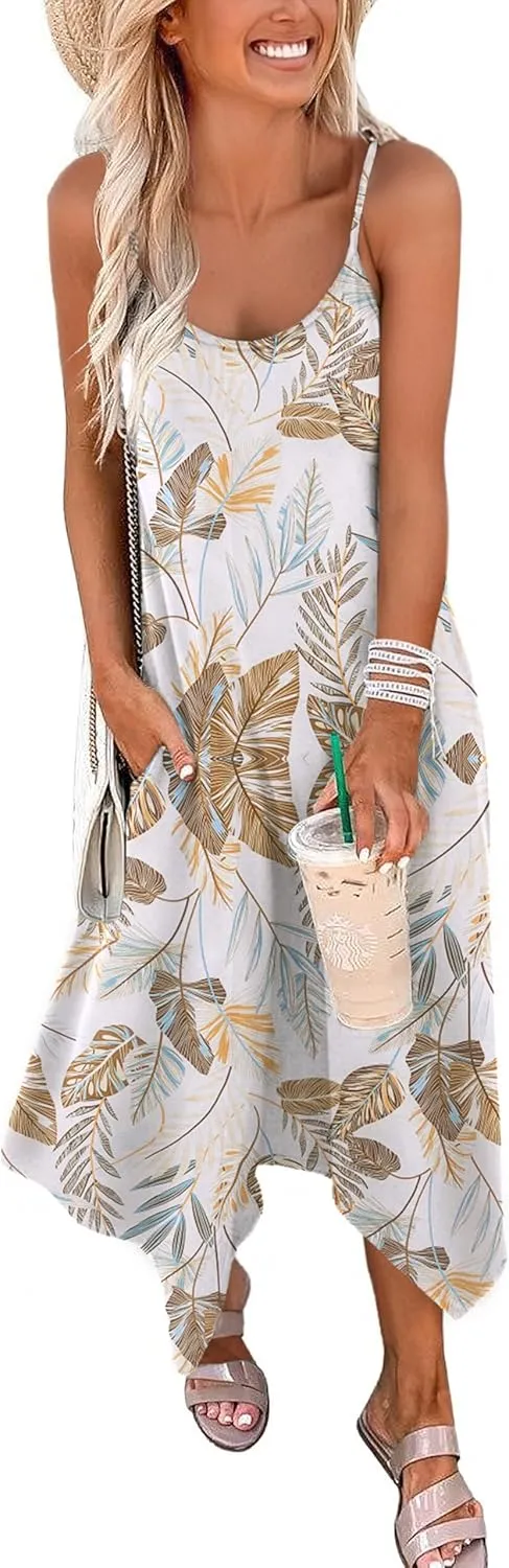 Zeagoo Women Midi Dress Bohemian Beach Cover Up Dress