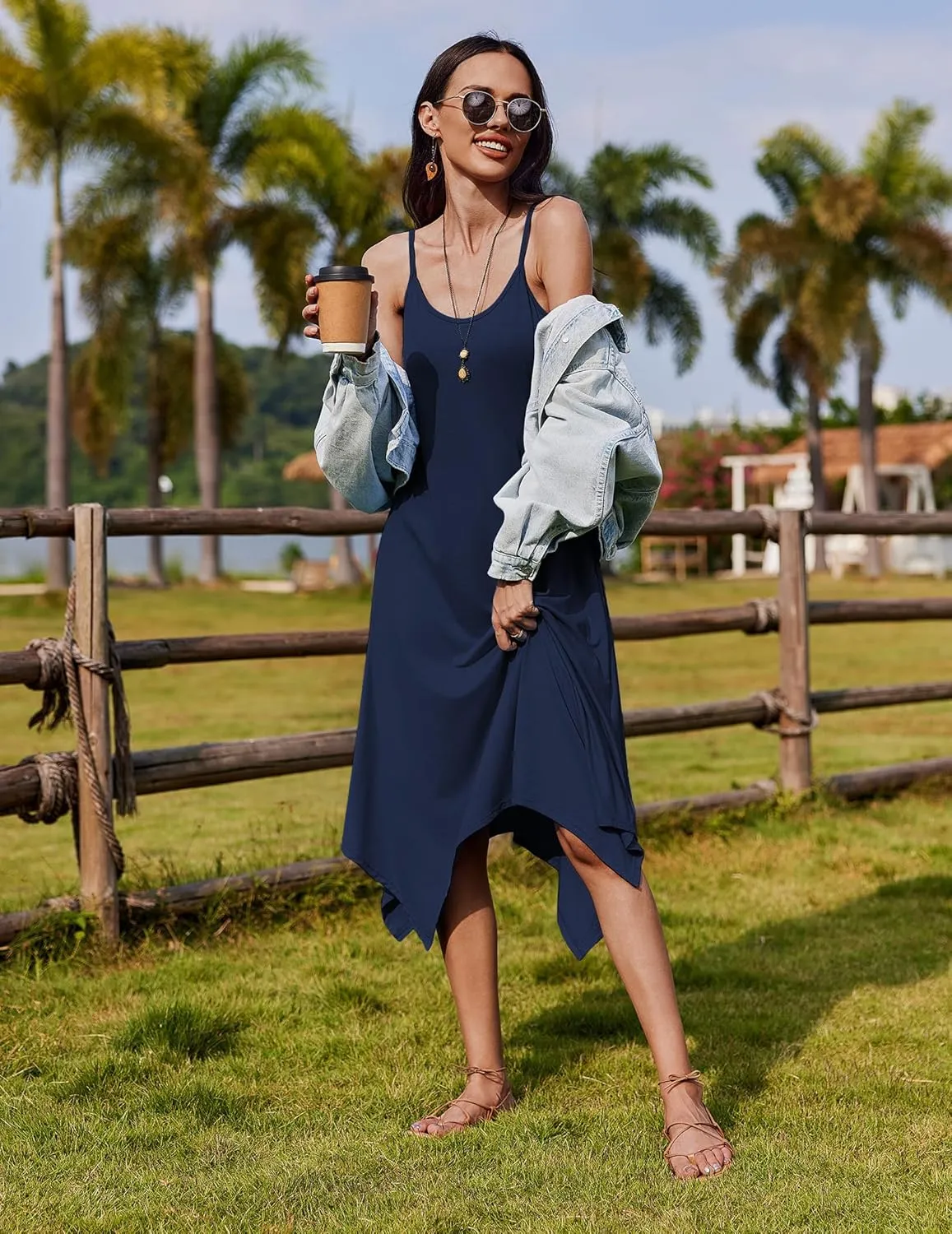 Zeagoo Women Midi Dress Bohemian Beach Cover Up Dress
