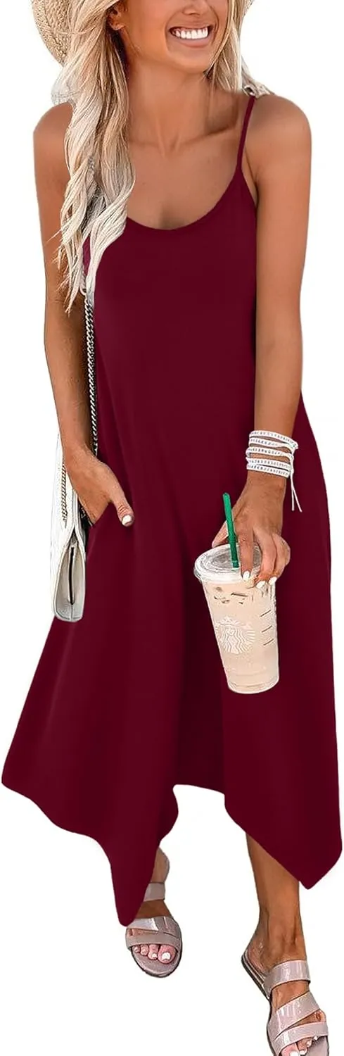 Zeagoo Women Midi Dress Bohemian Beach Cover Up Dress