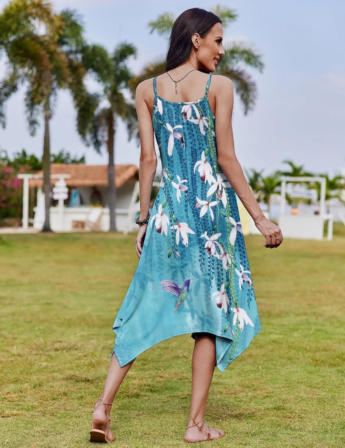 Zeagoo Women Midi Dress Bohemian Beach Cover Up Dress