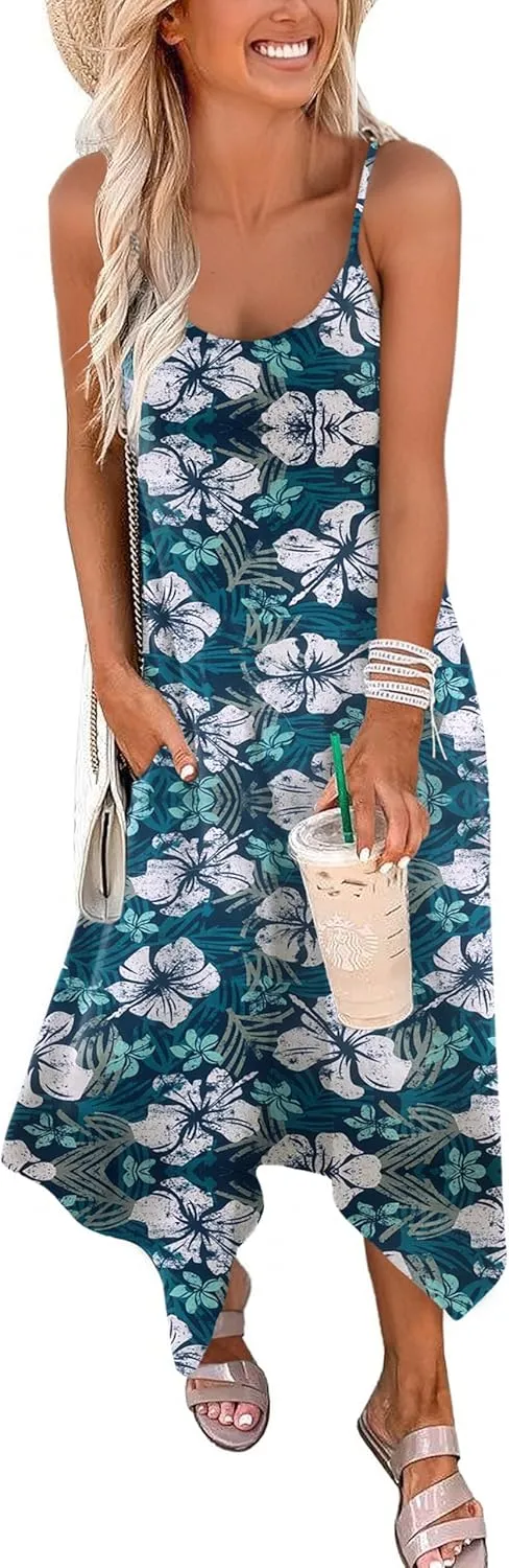 Zeagoo Women Midi Dress Bohemian Beach Cover Up Dress