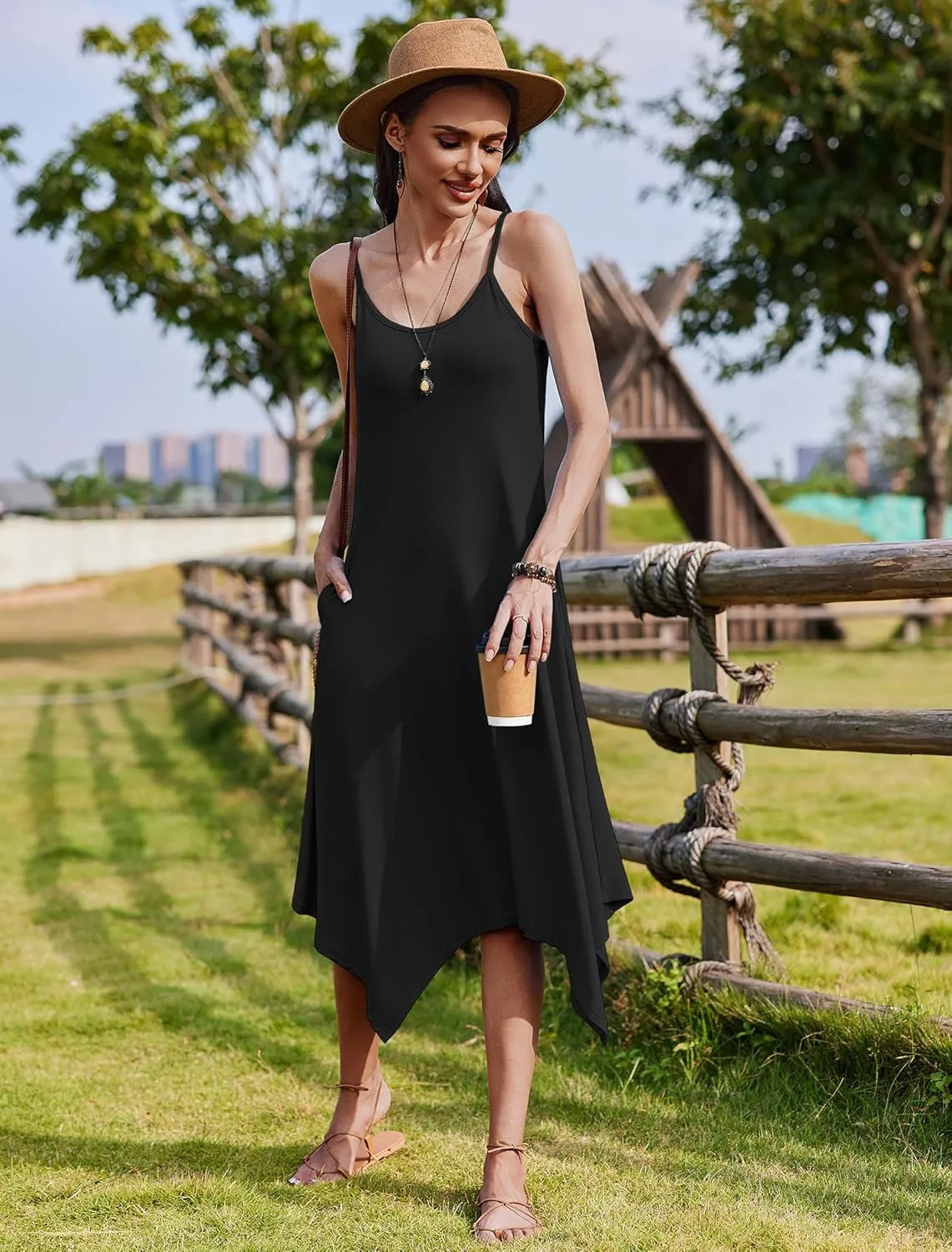 Zeagoo Women Midi Dress Bohemian Beach Cover Up Dress