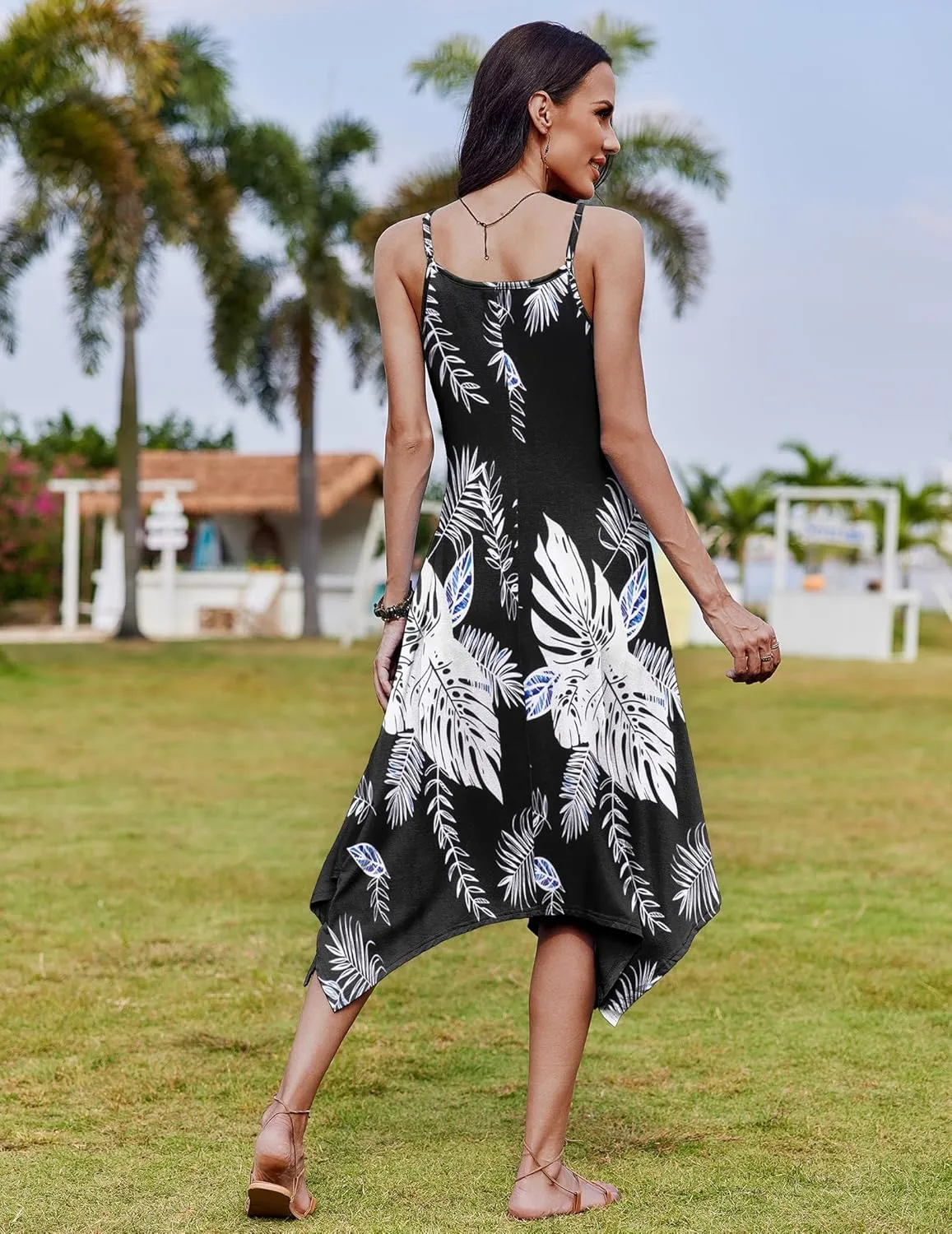 Zeagoo Women Midi Dress Bohemian Beach Cover Up Dress