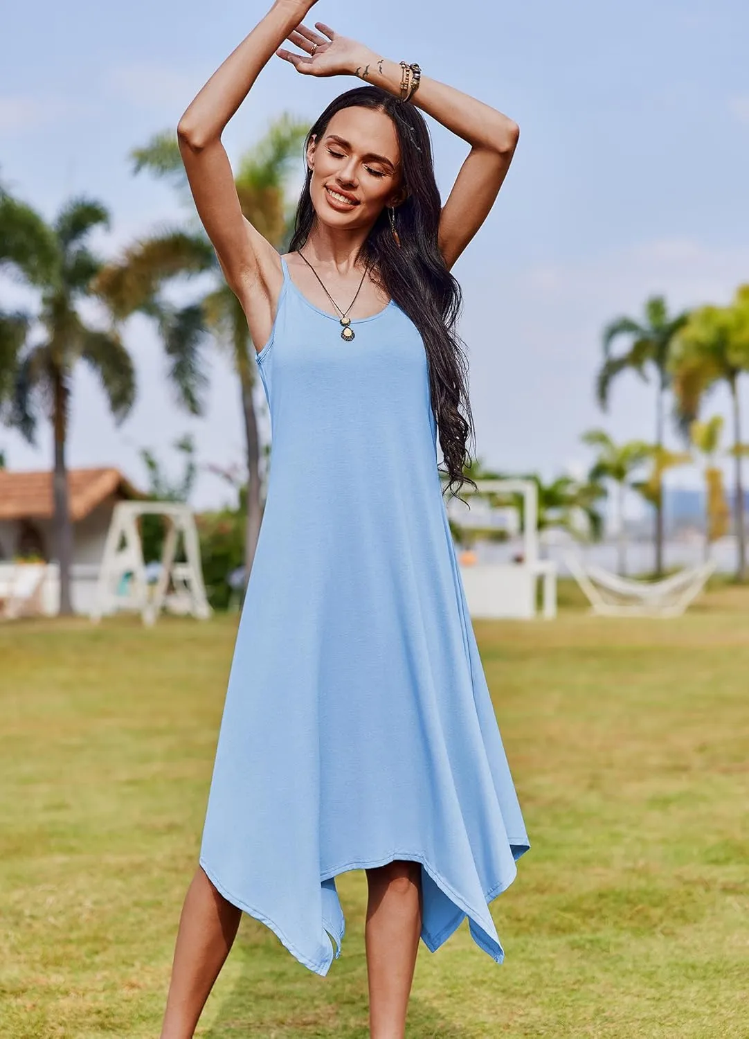 Zeagoo Women Midi Dress Bohemian Beach Cover Up Dress