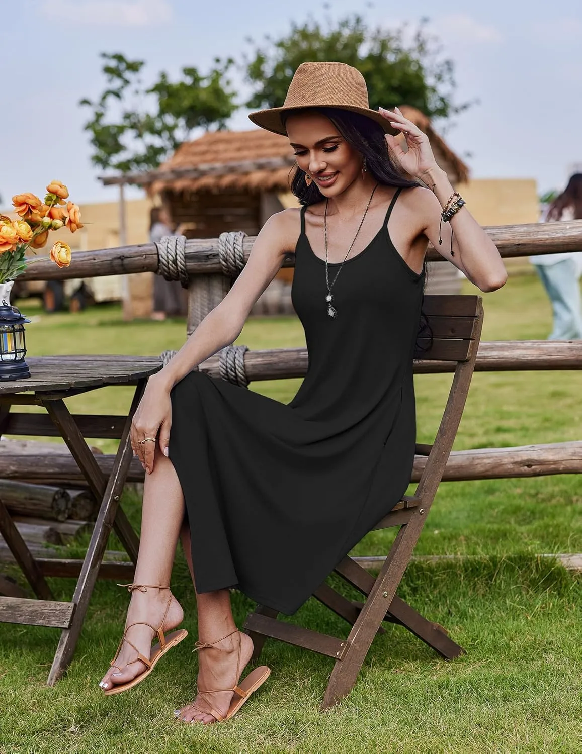 Zeagoo Women Midi Dress Bohemian Beach Cover Up Dress