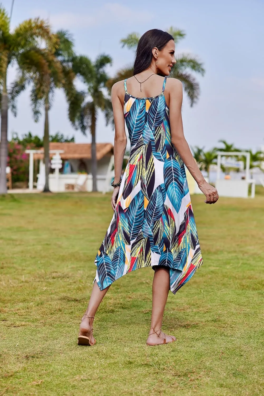 Zeagoo Women Midi Dress Bohemian Beach Cover Up Dress