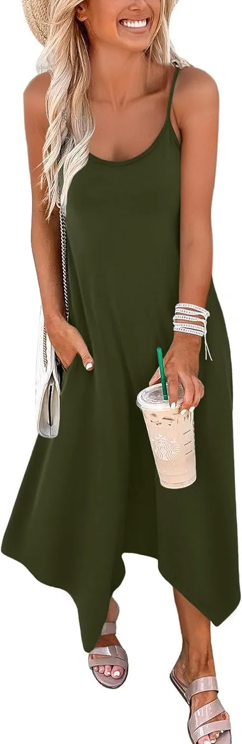 Zeagoo Women Midi Dress Bohemian Beach Cover Up Dress