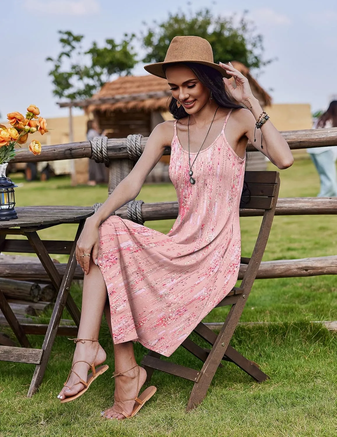 Zeagoo Women Midi Dress Bohemian Beach Cover Up Dress