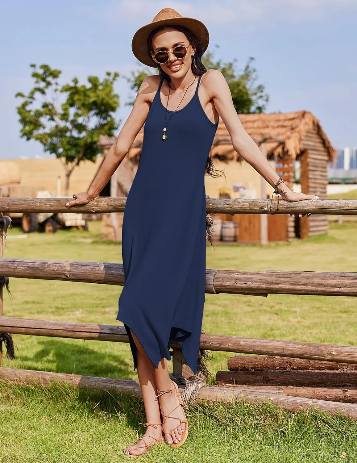 Zeagoo Women Midi Dress Bohemian Beach Cover Up Dress